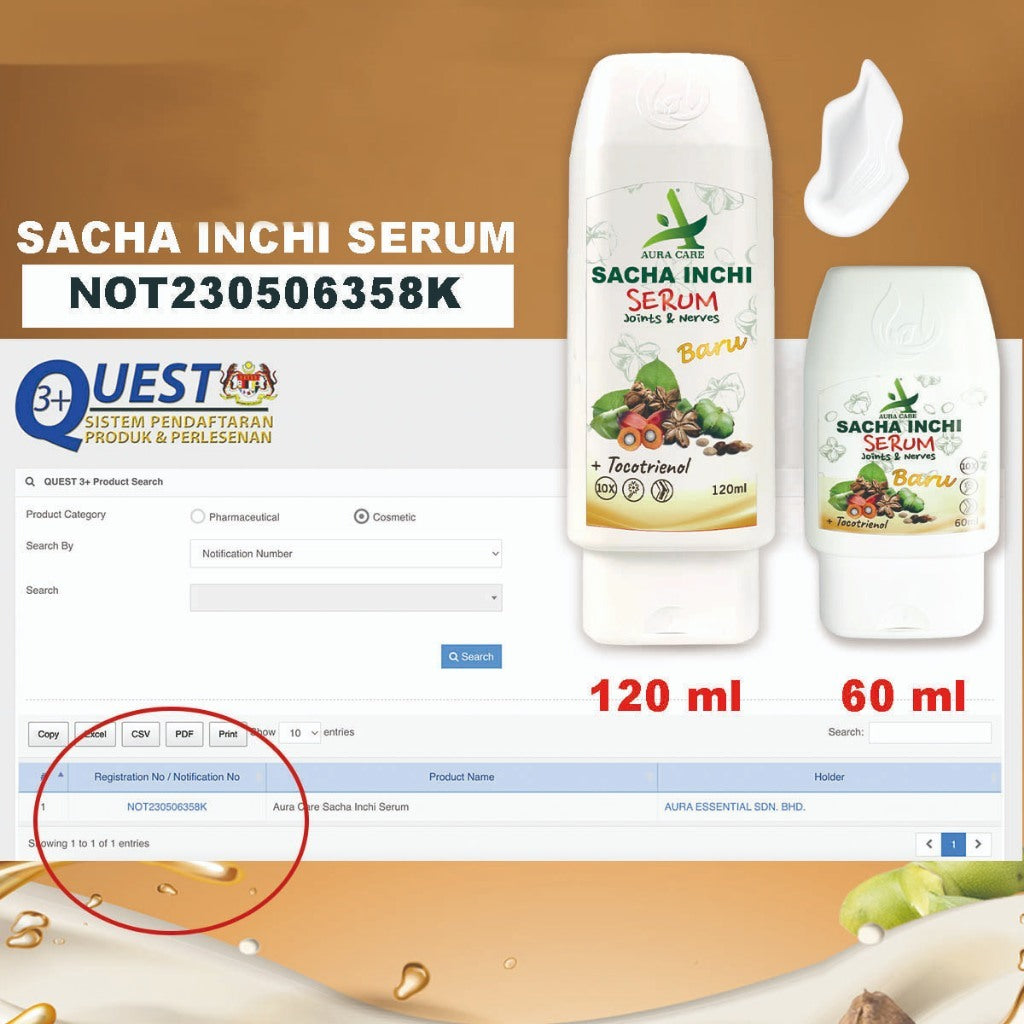 [AURA CARE]  Sacha Inchi Relief Serum 60ml | 120ml Joint Nerves Muscle lega sakit