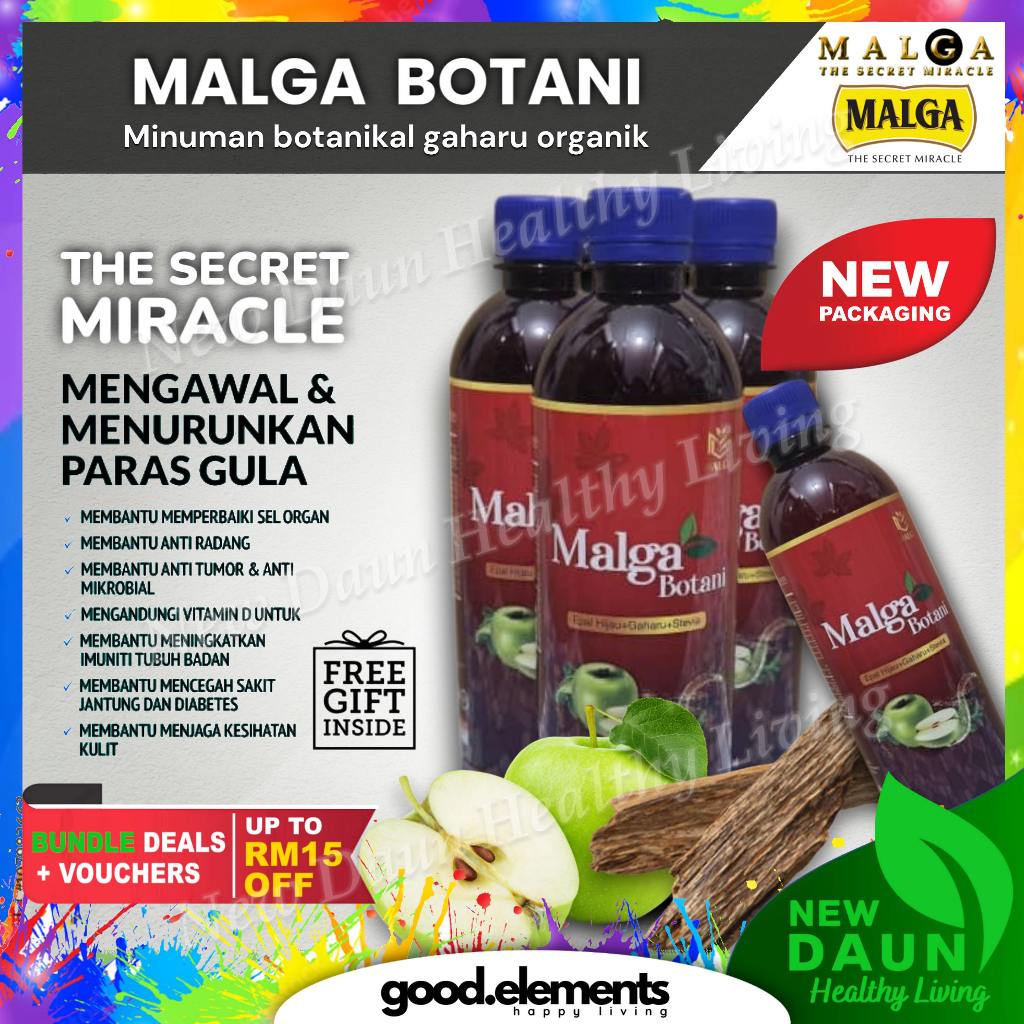 [MALGA] MALGA BOTANI 500ml Minuman Botanikal Gaharu Hydrosol Dengan Rasa Epal Stevia