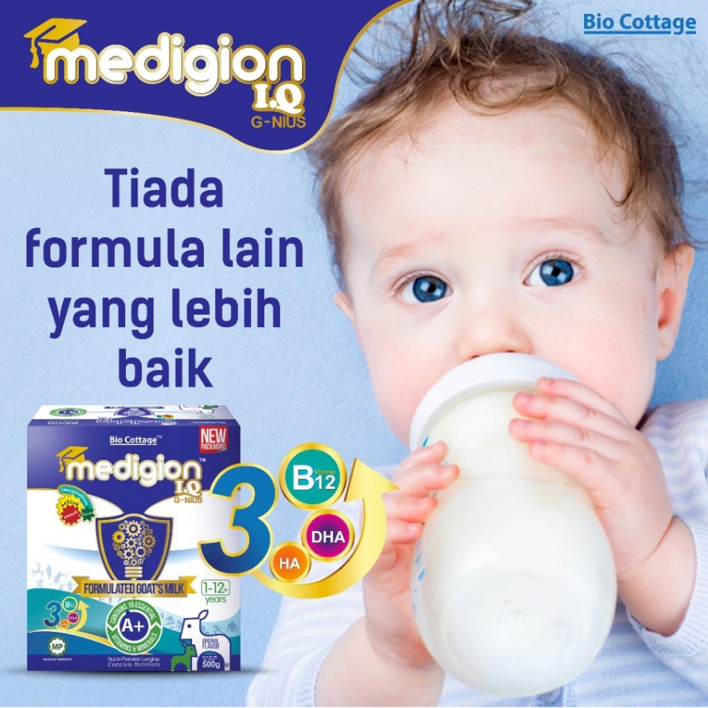 [MEDIGION] IQ G-NIUS by BIO COTTAGE GOAT MILK Susu Kambing Pra Campuran 1-12 Tahun 500g