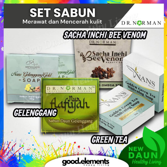 [DR NORMAN] SABUN Set Kulit Sensitif [GELENGGANG | GREEN TEA | SACHA INCHI VENOM SOAP]