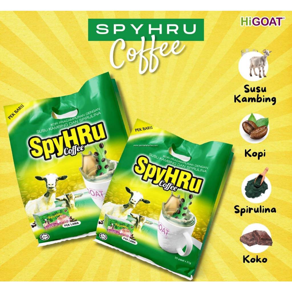 [HiGOAT] Hi Goat Spyhru Coffee with Spyrulina (21g x 20 Sachets) Kopi Susu kambing Spirulina