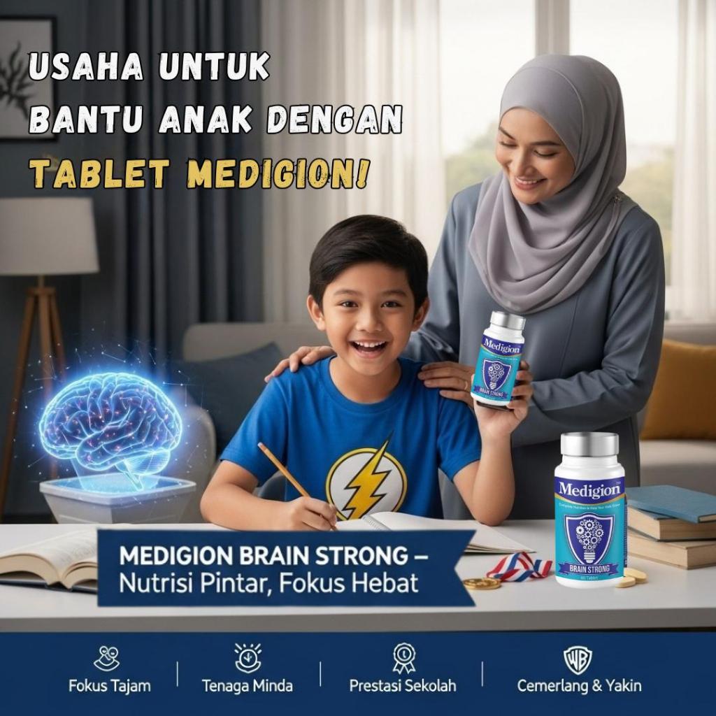 [MEDIGION] TABLET BRAIN STRONG by BIOCOTTAGE bantu fokus dan perkembangan otak