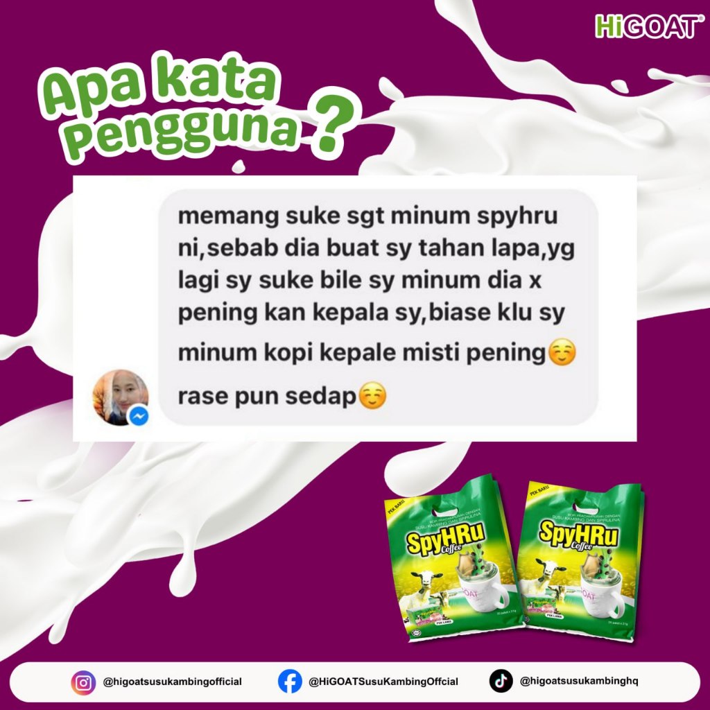 [HiGOAT] Hi Goat Spyhru Coffee with Spyrulina (21g x 20 Sachets) Kopi Susu kambing Spirulina
