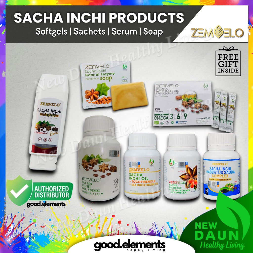[ZEMVELO] FULL LIST : SACHA INCHI OIL SEA BUCKTHORN TOCOTRIENOLS VITAMIN E Softgel Sachet Soap Serum