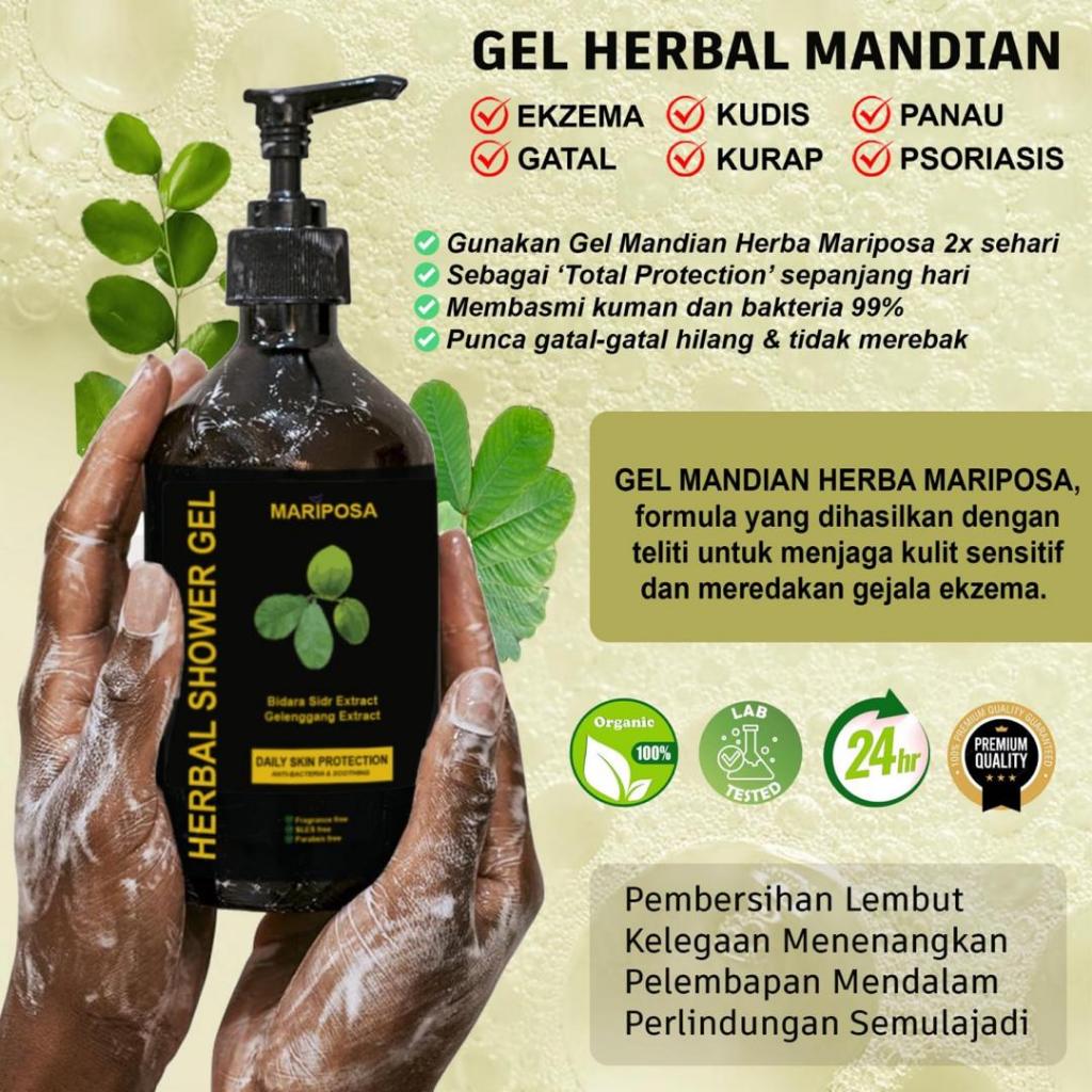 [MARIPOSA] HERBAL SHOWER GEL - Sabun Mandian Rudya Daun Bidara Daun Gelenggang Herbal Soap Sidr Extract