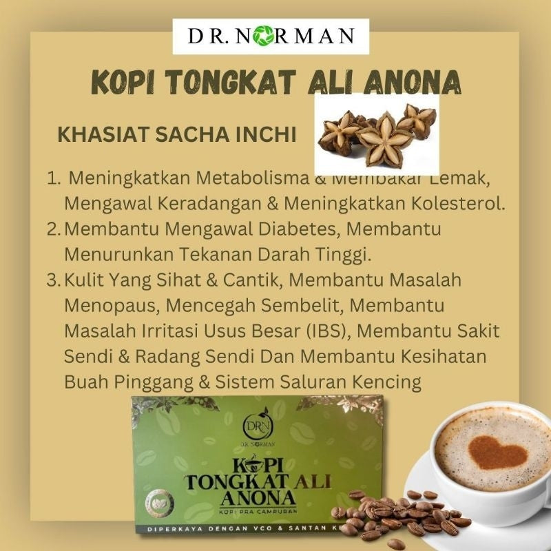 [DR NORMAN] MINUMAN SIHAT : KOPI PRA CAMPURAN ASHWAGANDHA MORINGA | TONGKAT ALI ANONA | KOPI O ARABICA