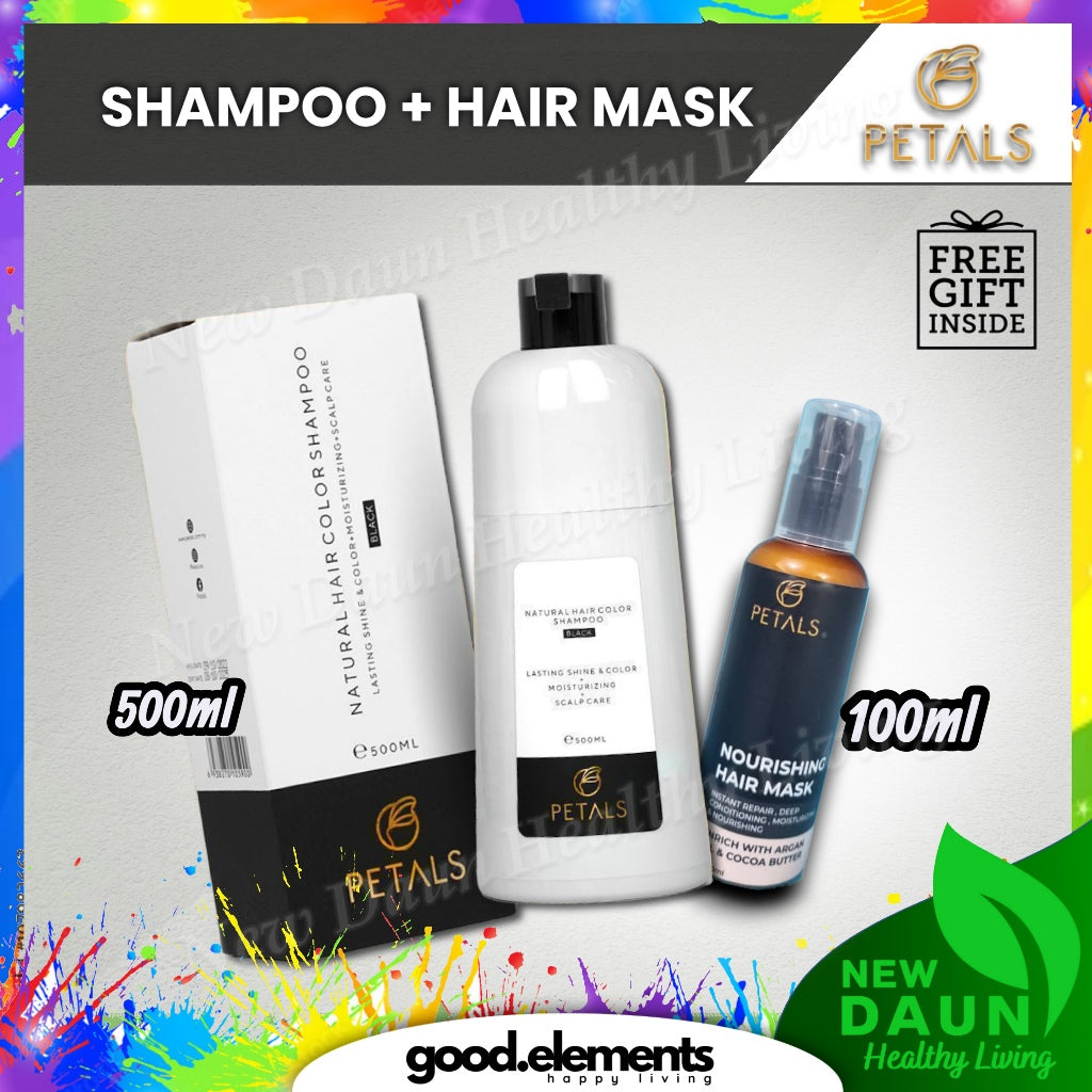 [PETALS] SYAMPOO RAMBUT HALAL HAIR COLOR SHAMPOO 15 MINIT WARNA TUTUP UBAN INAI HITAMKAN HENNA