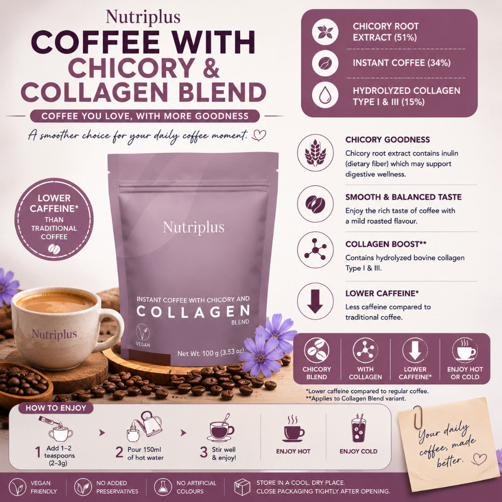 FARMASi Nutriplus Coffee Series | Chicory Coffee / Grain Blend / Collagen Coffee | Low Caffeine Beverage
