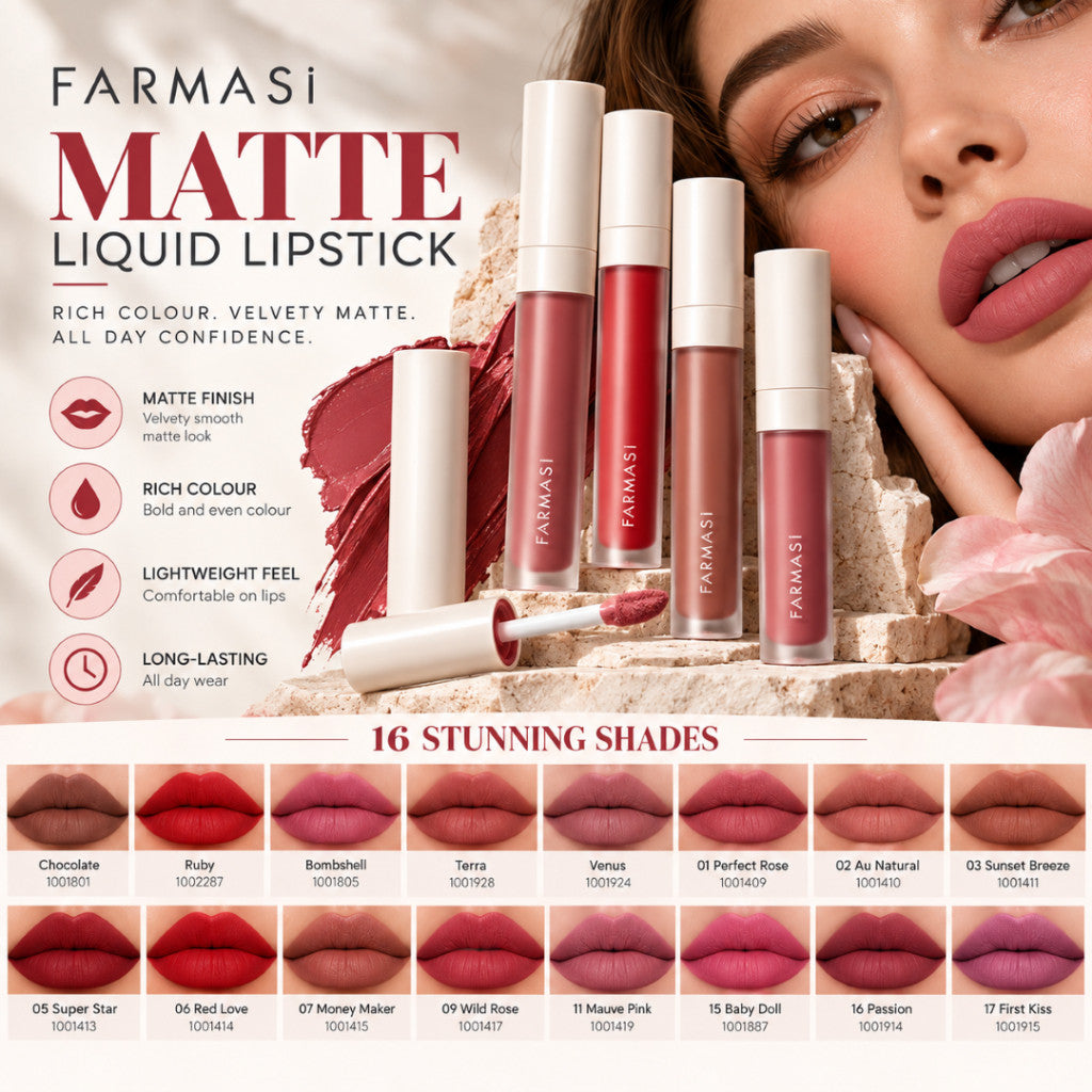FARMASI Matte Liquid Lipstick – Rich Colour, Matte Finish