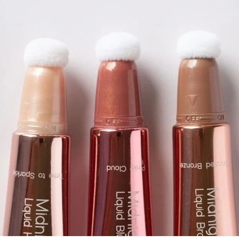 FARMASI Midnight Touch Liquid Blush, Highlighter Pinky Cloud, Time to Sparkle, Drizzled Bronze
