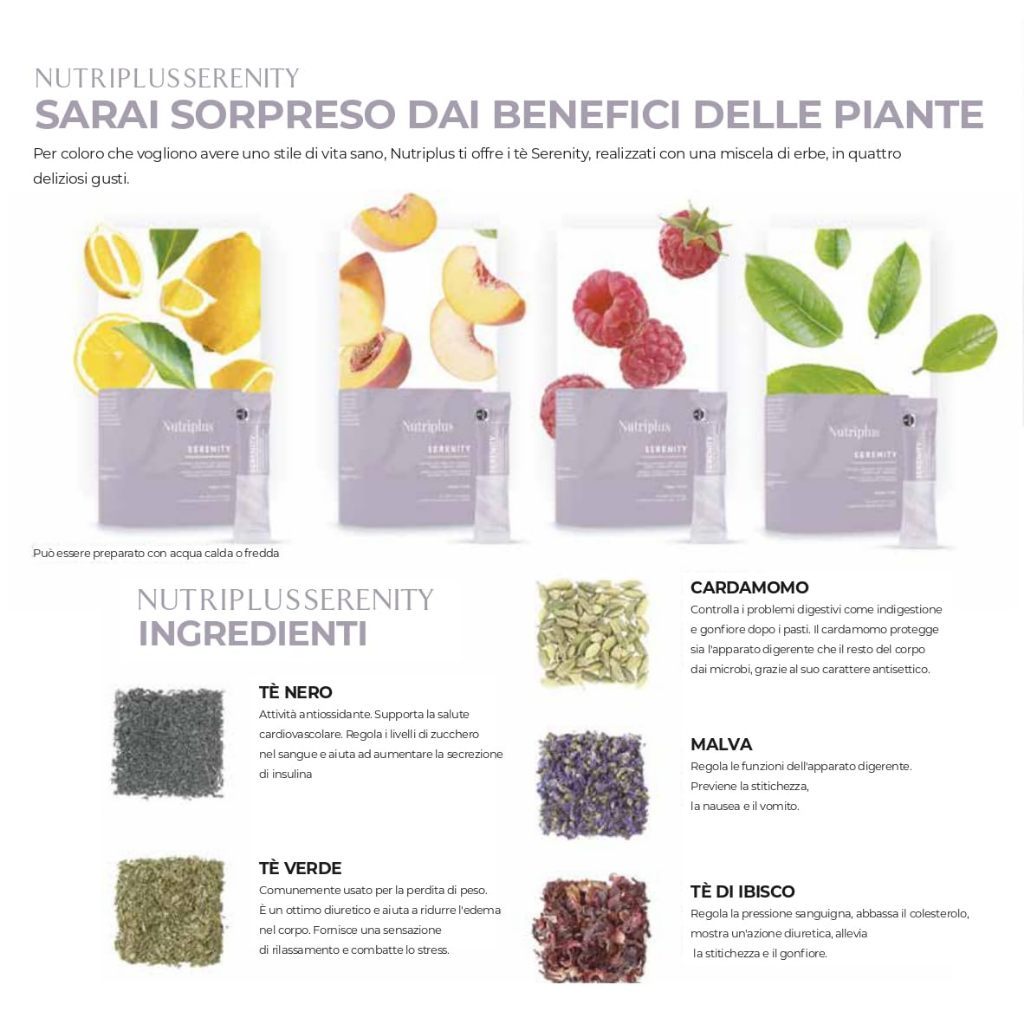 FARMASi Nutriplus Serenity Tea 30 Servings | Sugar-Free Herbal Tea Blend | Lemon / Earl Grey / Peach / Raspberry
