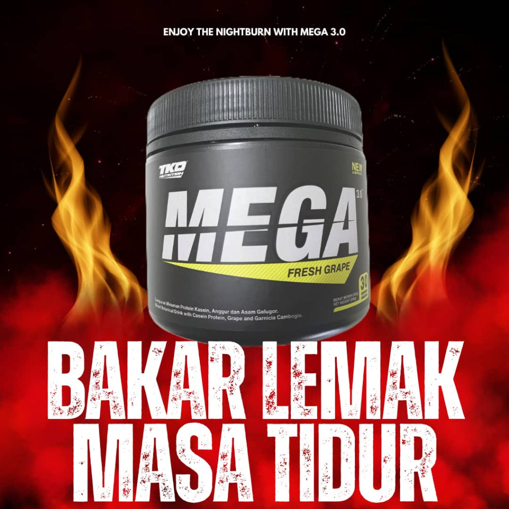 TKO Nutrition Fat Burner MEGA Sport Series | MEGA 3.0 Fresh Grape Supplement Kurus 30 Servings