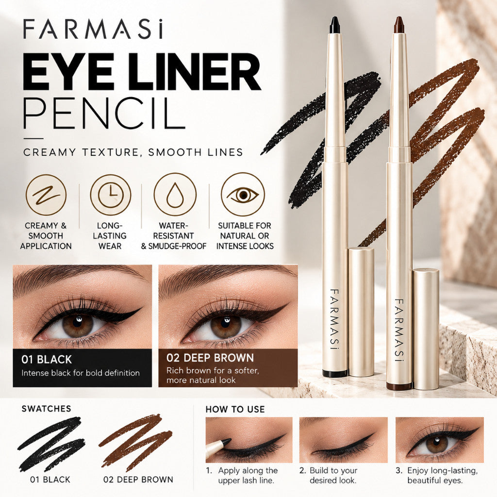 FARMASI Eyeliner Pencil & Ink Liner | Waterproof, Smudge-Resistant Eye Makeup