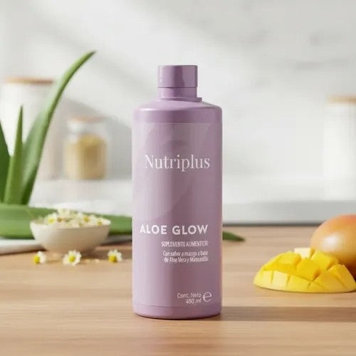 FARMASi Nutriplus Aloe Glow Mango Flavoured Aloe Vera Drink 450ml | Refreshing Aloe Beverage