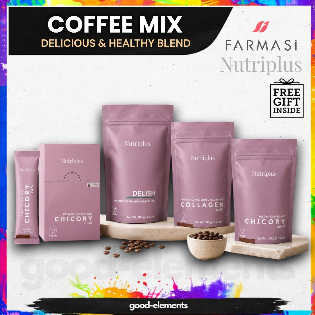 FARMASi Nutriplus Coffee Series | Chicory Coffee / Grain Blend / Collagen Coffee | Low Caffeine Beverage