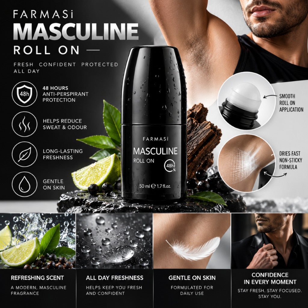 FARMASI Masculine Complete Care for Men Men's Grooming Set Eau De Parfum Hand Wash Body Wash After Shave Balm