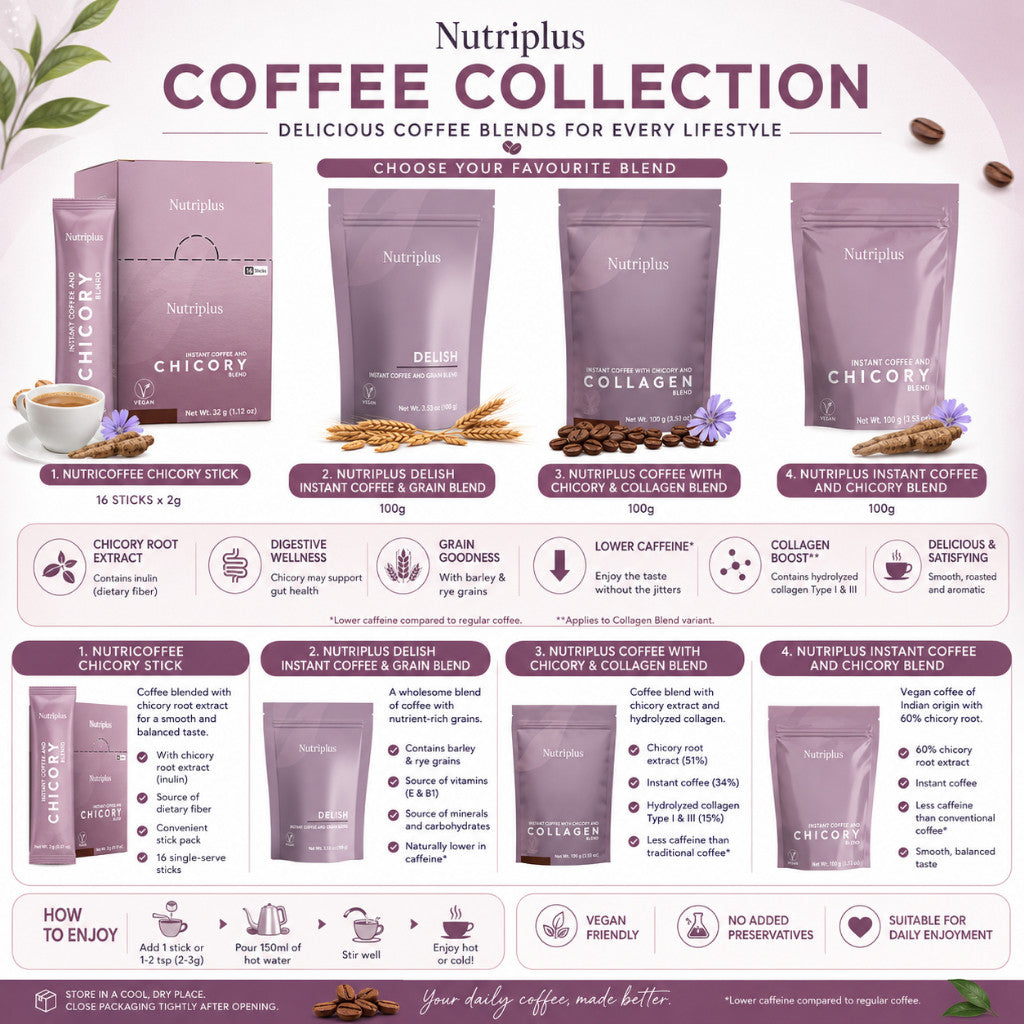 FARMASi Nutriplus Coffee Series | Chicory Coffee / Grain Blend / Collagen Coffee | Low Caffeine Beverage
