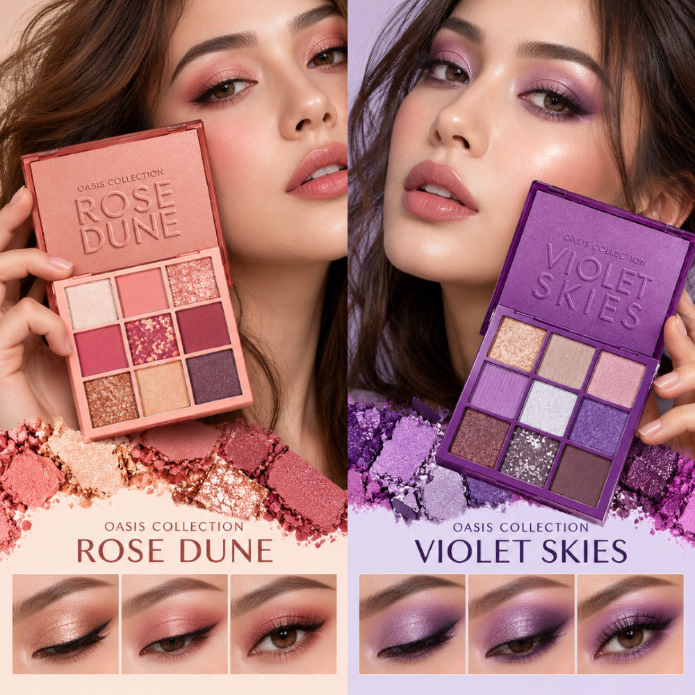 FARMASI Oasis Collection Eyeshadow Palette 8.1g | Rose Dune / Violet Skies | 9 Shades