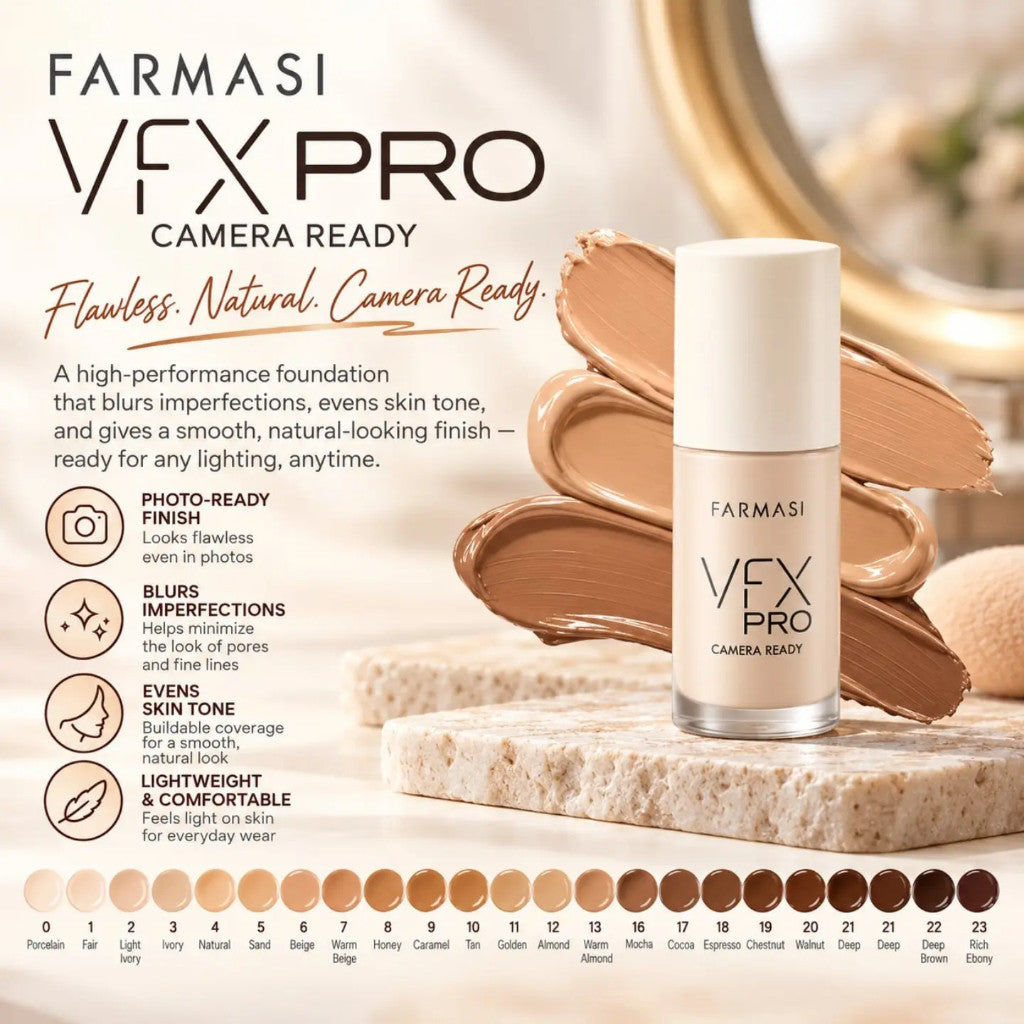 FARMASI VFX PRO Camera Ready Foundation 30ml | Full Coverage Matte Finish