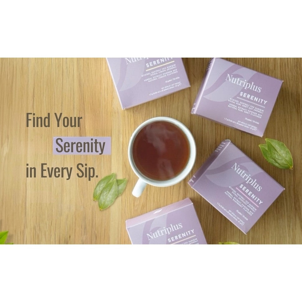 FARMASi Nutriplus Serenity Tea 30 Servings | Sugar-Free Herbal Tea Blend | Lemon / Earl Grey / Peach / Raspberry