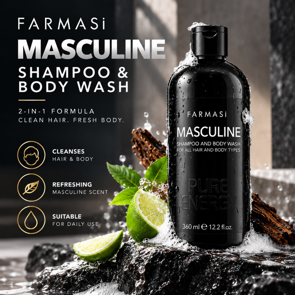 FARMASI Masculine Complete Care for Men Men's Grooming Set Eau De Parfum Hand Wash Body Wash After Shave Balm