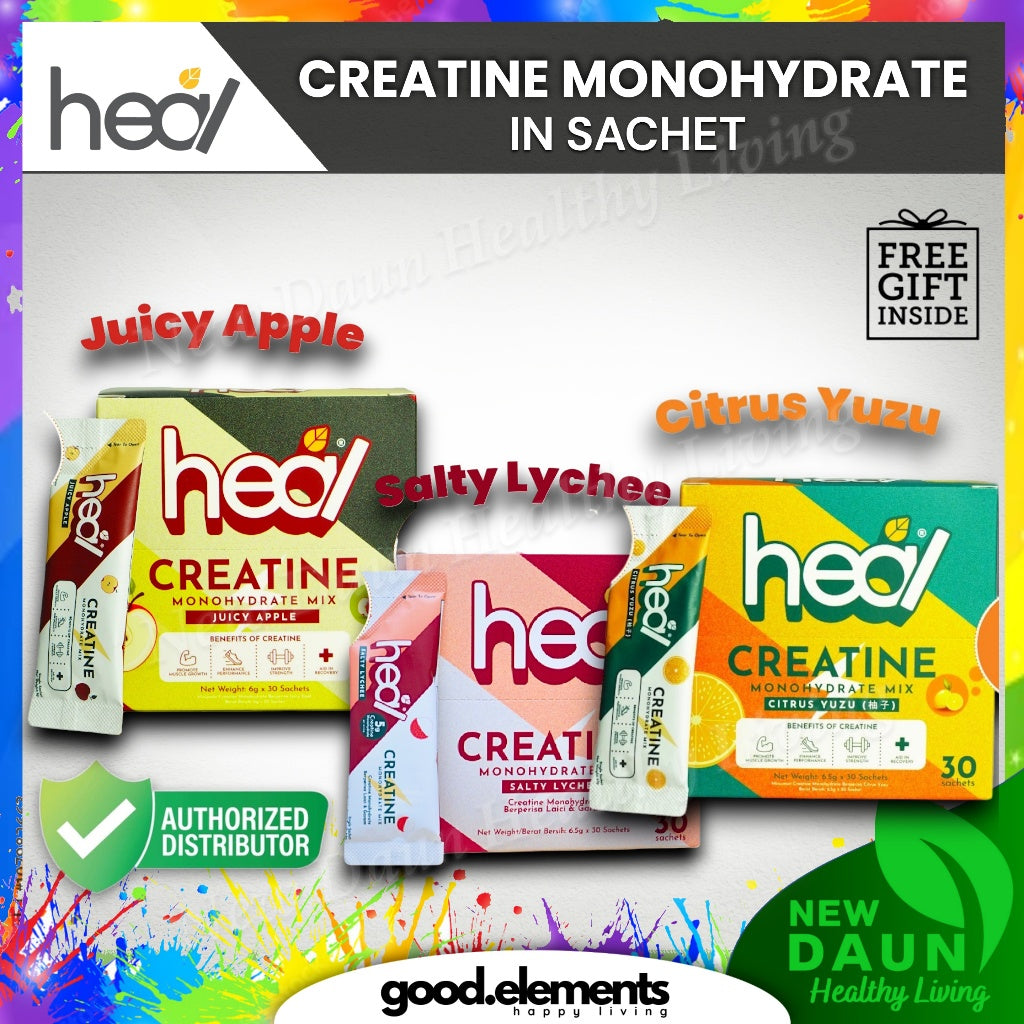 [HEAL] CREATINE MONOHYDRATE Powder for Muscle Growth/ Recovery IN SACHET Yuzu/ Apple/ Salty Lychee