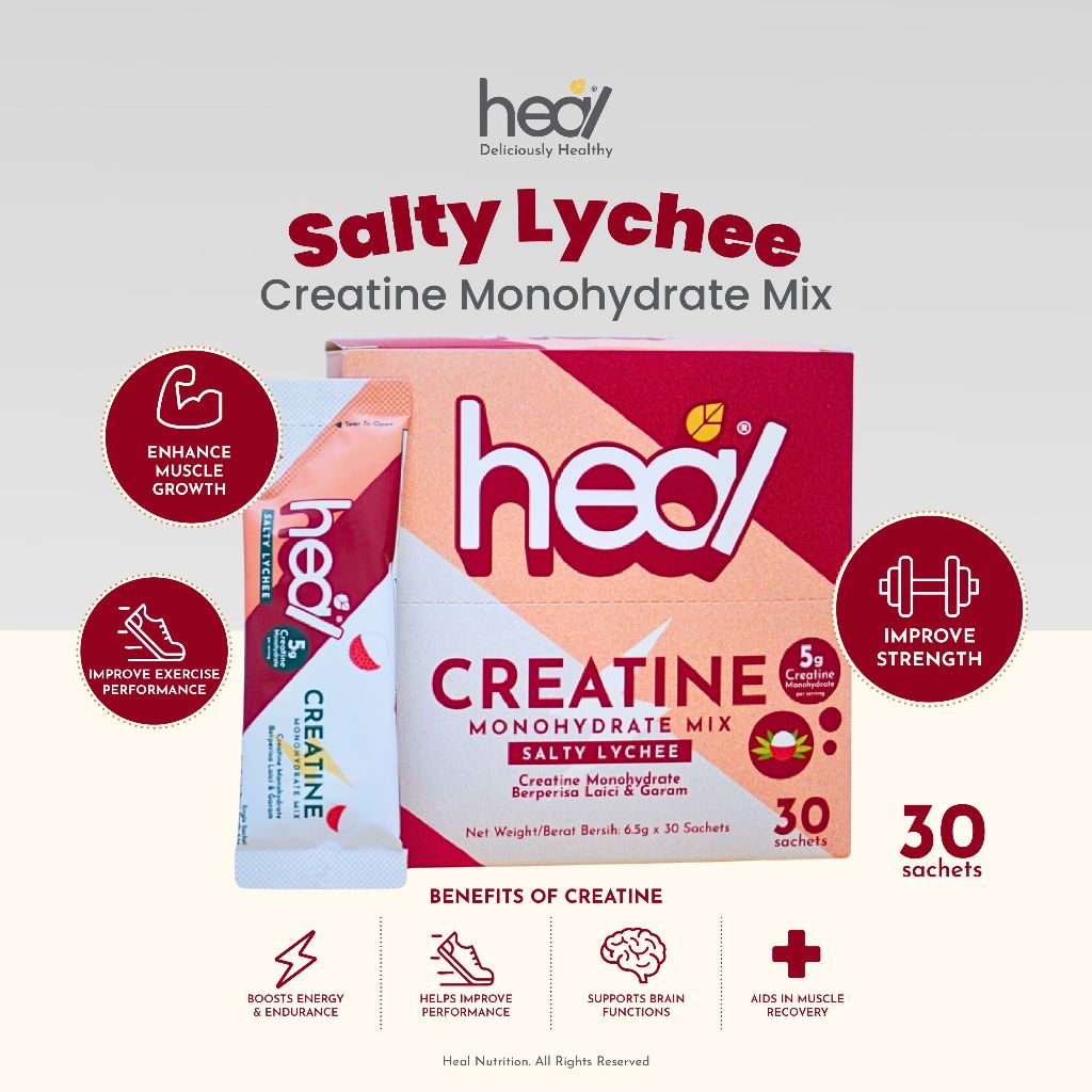 [HEAL] CREATINE MONOHYDRATE Powder for Muscle Growth/ Recovery - Yuzu/ Apple/ Unflavored/ Salty Lychee