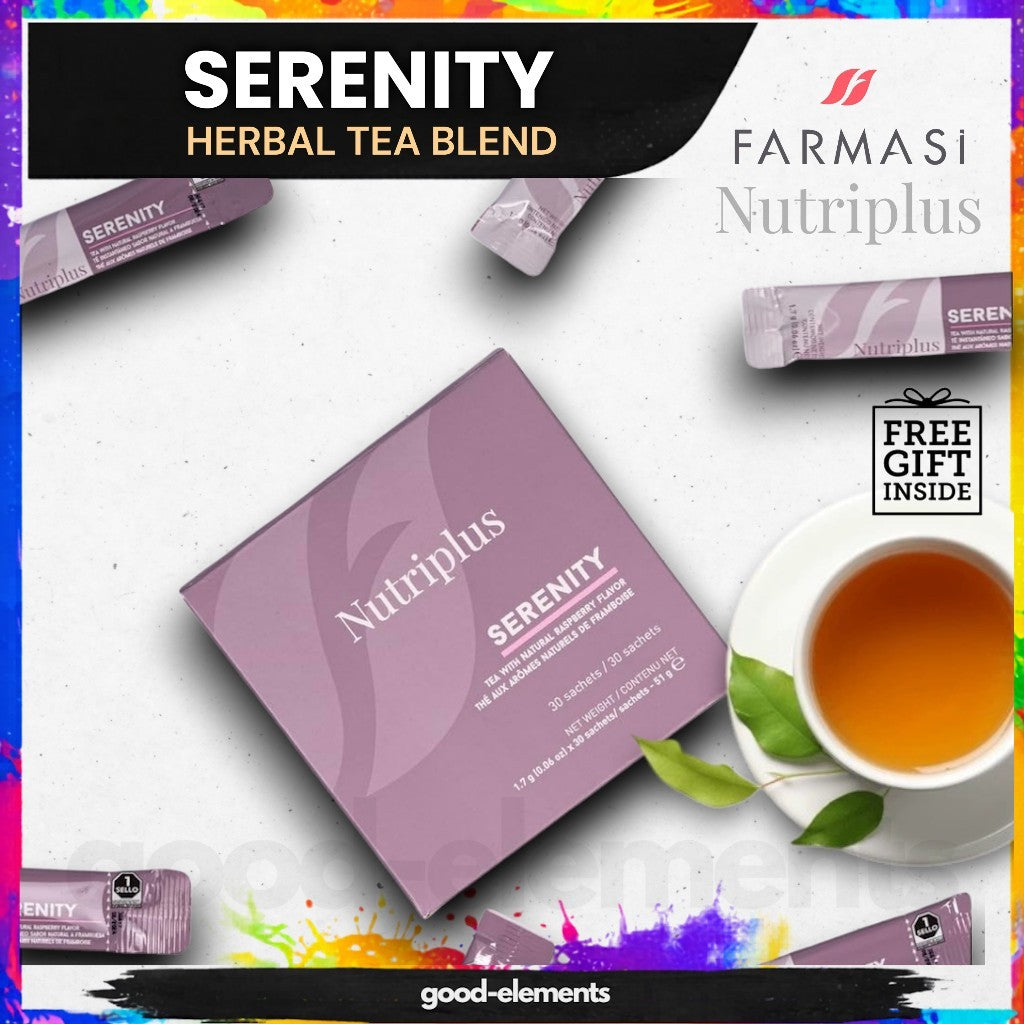FARMASi Nutriplus Serenity Tea 30 Servings | Sugar-Free Herbal Tea Blend | Lemon / Earl Grey / Peach / Raspberry