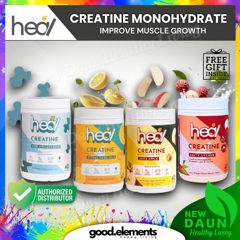 [HEAL] CREATINE MONOHYDRATE Powder for Muscle Growth/ Recovery - Yuzu/ Apple/ Unflavored/ Salty Lychee