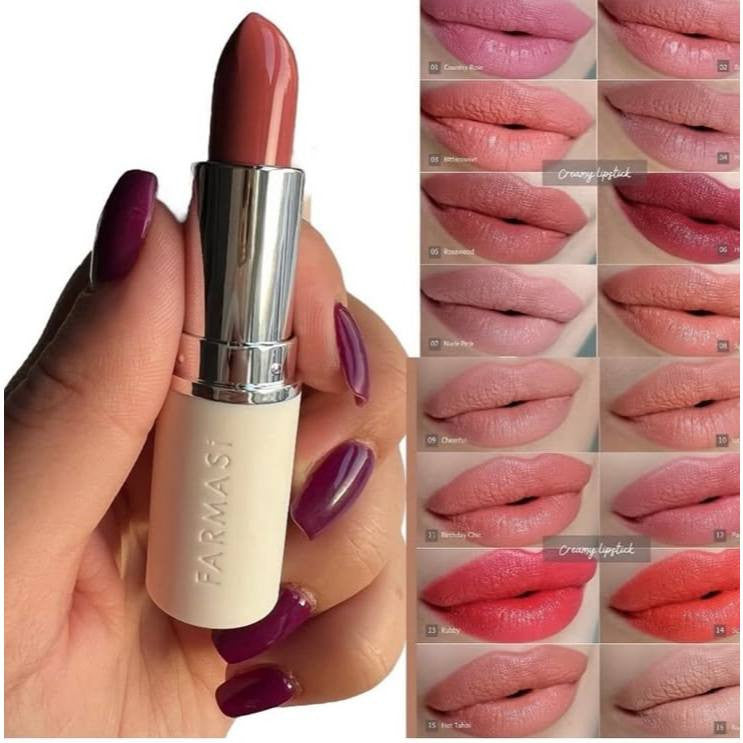 FARMASI Creamy Lipstick Beautiful Full Coverage Hydrating Satiny Rich Color Soft Lips