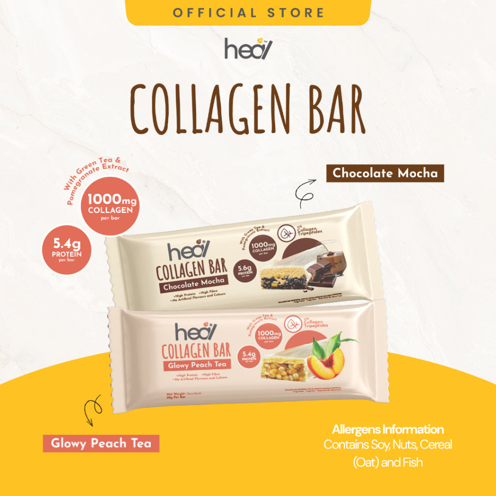 [HEAL] COLLAGEN BAR - Chocolate Mocha/ Glowy Peach Tea - Halal Certified (Wholesale Available)
