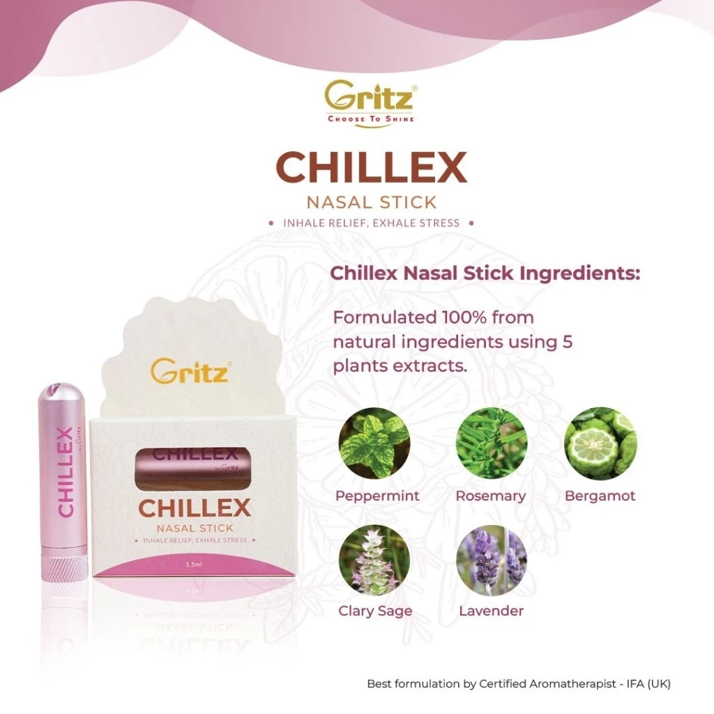 [GRITZ] EASE - Nasal Stick Essential Oil Aromatherapy Inhaler Stop Smoking Henti Rokok Sinus | Chillex