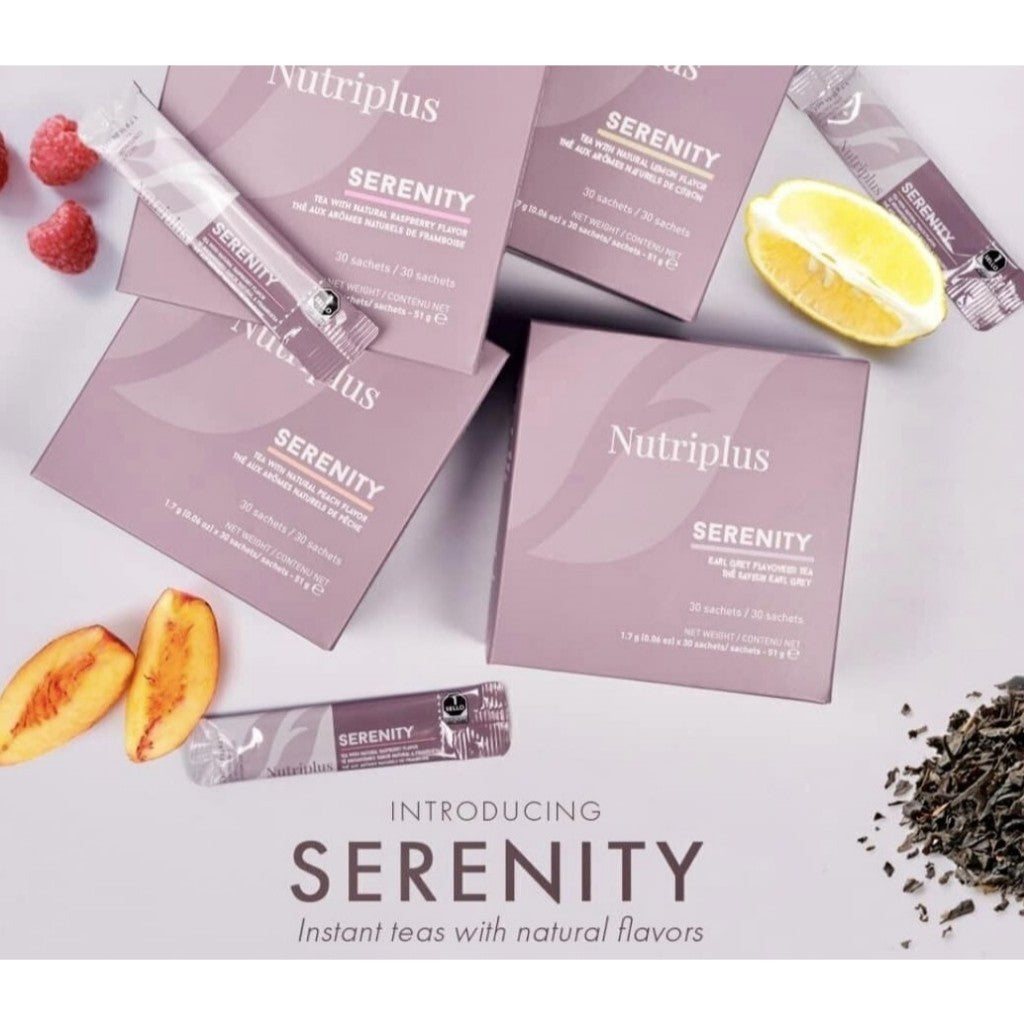 FARMASi Nutriplus Serenity Tea 30 Servings | Sugar-Free Herbal Tea Blend | Lemon / Earl Grey / Peach / Raspberry