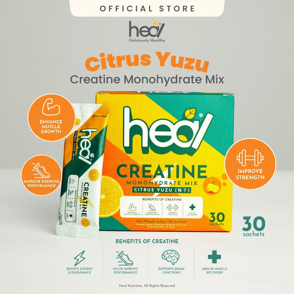 [HEAL] CREATINE MONOHYDRATE Powder for Muscle Growth/ Recovery - Yuzu/ Apple/ Unflavored/ Salty Lychee