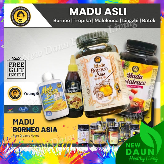 [YOUNG BEES] PREMIUM MADU BORNEO ASIA Pure Honey Madu Asli | Tropika | Tualang | Lingzhi | Batok