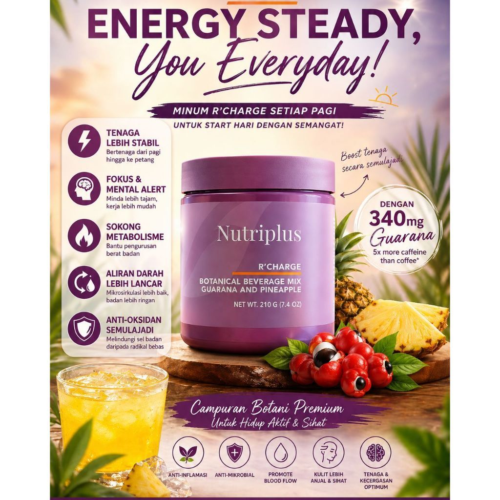 Farmasi Nutriplus R'Charge Energy Booster & R'Store Recovery Support Drink