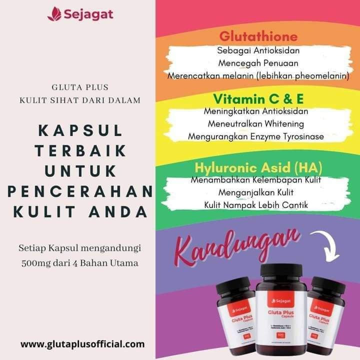 [SEJAGAT GLOBAL]  GLUTA PLUS Kulit Putih seluruh badan Glutaplus Whitening skin glutathione 15 caps