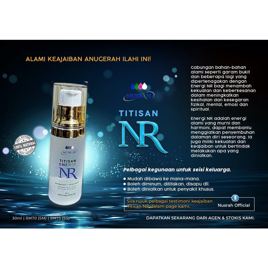 [NUSRAH] Titisan Terapi NR Alami Khasiat Air Alkali minum mandi luaran dalaman immune detox