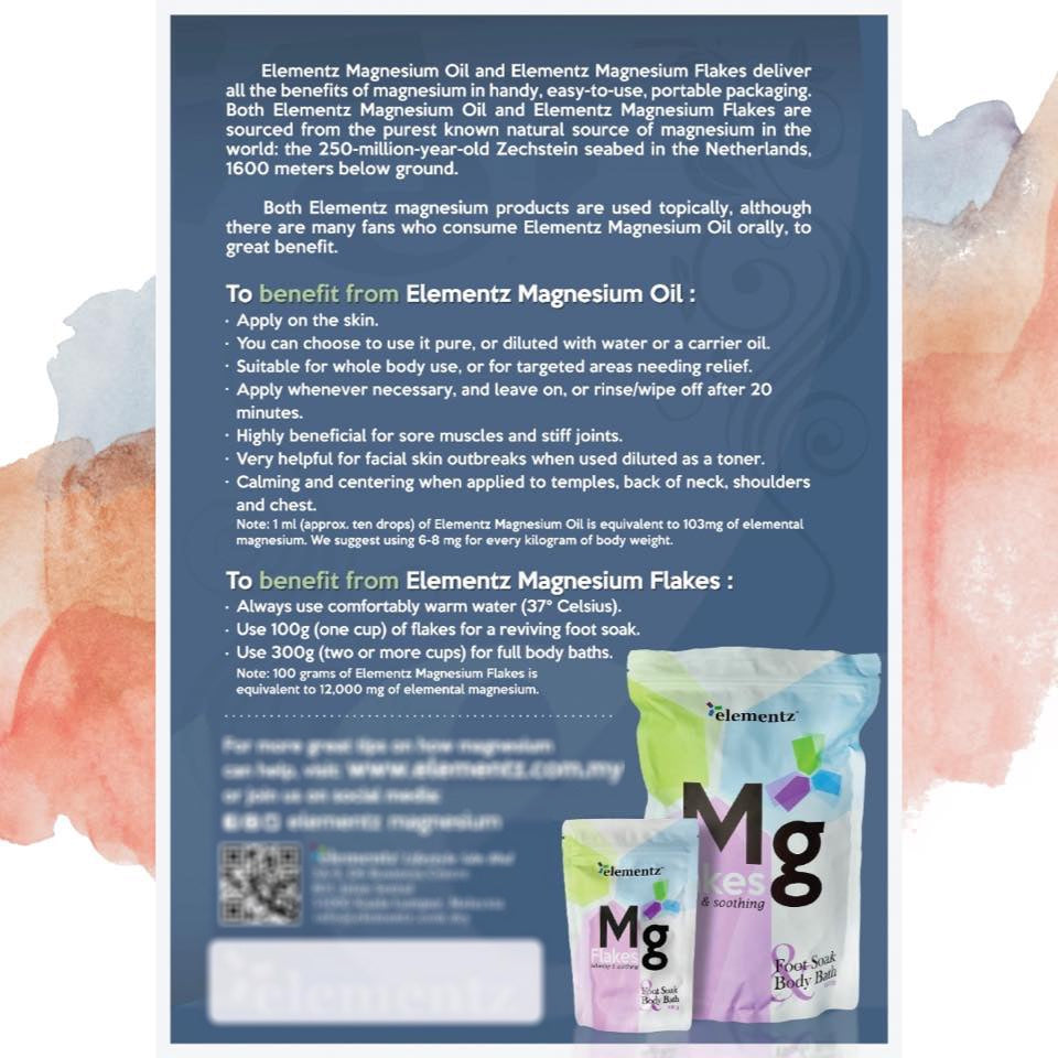 [ELEMENTZ] Mg Magnesium Flakes rejuvenating relax stress reliever pure natural Zechstein