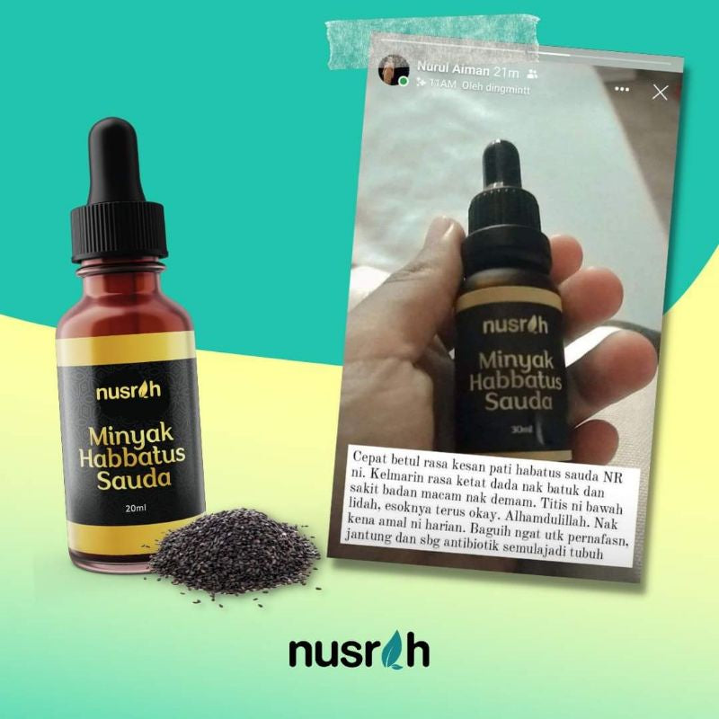 [NUSRAH] Minyak Habbatus Sauda Cold Press Double Sortex 100% Asli | Minyak Zaitun [NUSRAH] NR
