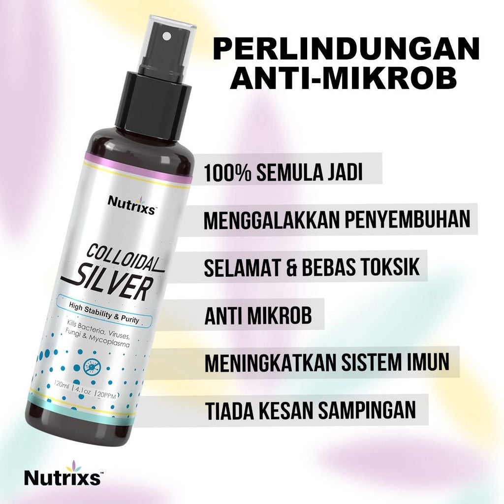 [NUTRIXS] Colloidal Silver 120ml/ 350ml Nutrix Silver (Nano Perak | Nano Silver)