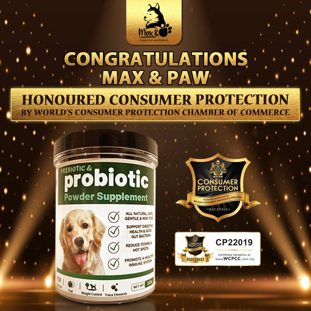 [MAX & PAW] PREBIOTIC & PROBIOTIC POWDER  All Natural Pet Supplement Multivitamin DOG & CAT