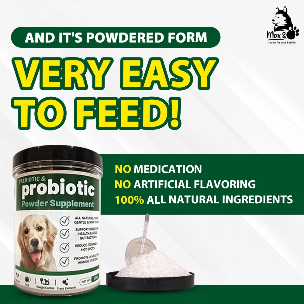 [MAX & PAW] PREBIOTIC & PROBIOTIC POWDER  All Natural Pet Supplement Multivitamin DOG & CAT