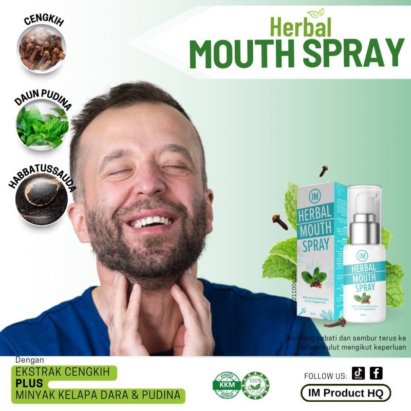 [NUSRAH] Herbal Mouth Spray NR Cengkih, Herba dan pudina Habatussauda lega batuk dan kahak nafas berbau segar