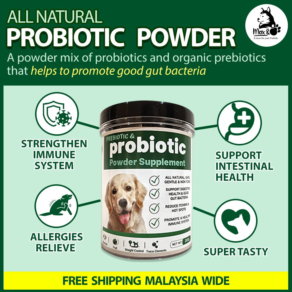 [MAX & PAW] PREBIOTIC & PROBIOTIC POWDER  All Natural Pet Supplement Multivitamin DOG & CAT