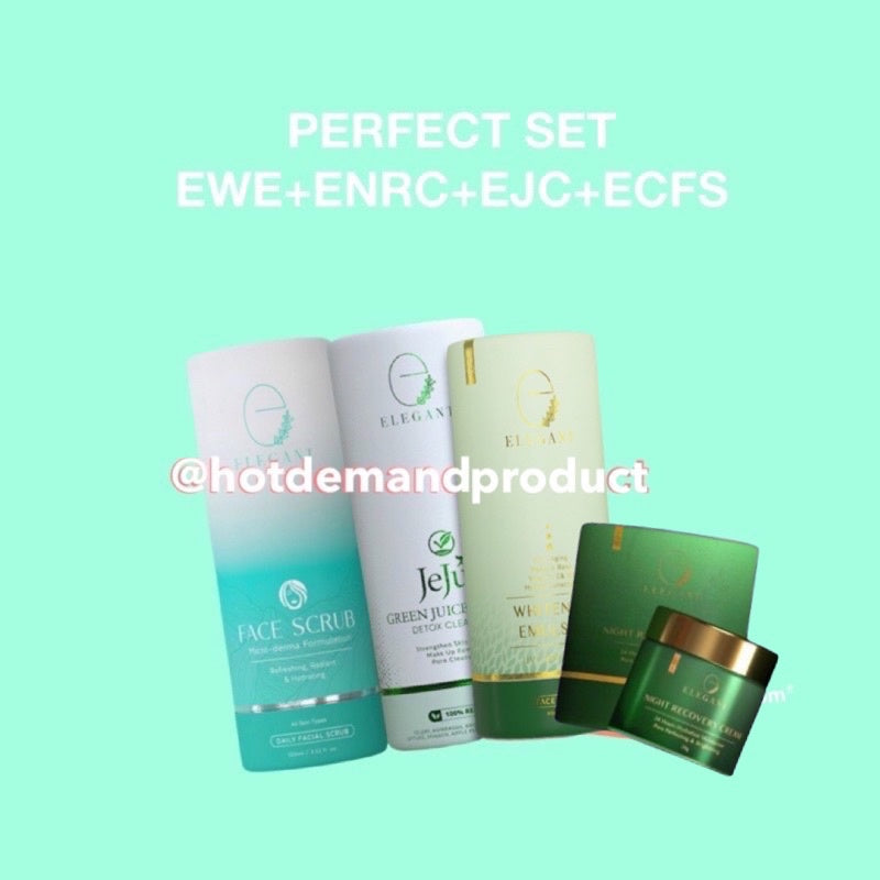 [ELEGANT] Whitening EWE | Night Cream ENRC | Jeju Cleanser EJC | Scrub ECFS | Serum EADOS | Lipglass