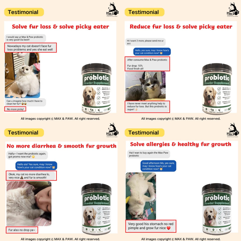 [MAX & PAW] PREBIOTIC & PROBIOTIC POWDER  Multivitamin All Natural Pet Supplement FOR CAT Sachet