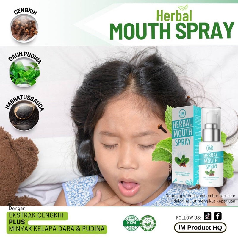 [NUSRAH] Herbal Mouth Spray NR Cengkih, Herba dan pudina Habatussauda lega batuk dan kahak nafas berbau segar