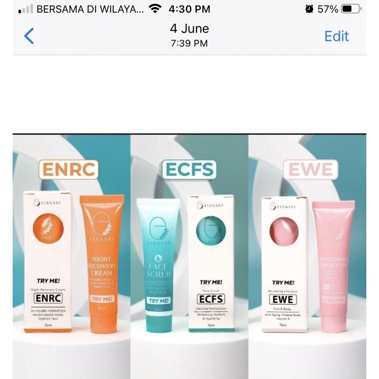 [ELEGANT] TRAVEL/ TRIAL SET mini (WITENING EMULSION, NIGHT CREAM ENRC, JEJU CLEANSER, ECFS FACE SCRUB)