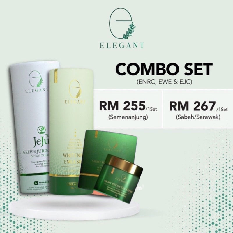 [ELEGANT] Whitening EWE | Night Cream ENRC | Jeju Cleanser EJC | Scrub ECFS | Serum EADOS | Lipglass